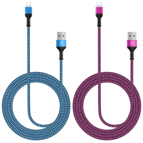 USB Charger Cable,GAEF 6FT Fast Charging Cord Phone Power Cord Nylon Braided Charger Cable,2Pack 480 Mbps High Speed Data Sync USB Cable,Fast Charger Charging Cable Cord Compatible iPhone(Blue+Rose)