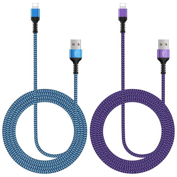 USB Charger Cable,GAEF 6FT Fast Charging Cord Phone Power Cord Nylon Braided Charger Cable,2Pc 480 Mbps High Speed Data Sync USB Cable,Fast Charger Charging Cable Cord Compatible iPhone(Blue+Purple)