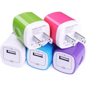 USB Charger,Charging Block 5-Pack 1A/5V USB Power Home Travel Adapter Plug Wall Charger Cube Brick Box Base Head for iPhone 17 16 15 14 13 12 11 X 8 7 6 Plus 5S,Samsung,LG,Moto,Tablet,Android Phone