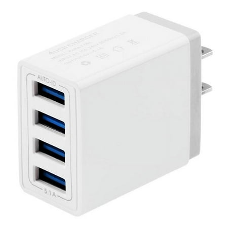 USB Charger Cube, Wall Charger Plug, 3.1A 4-Muti Port USB Adapter Power Plug Charging Station Box Base Replacement for iPhone 11 Pro Max/X/8/7, iPad, Samsung Phones and More USB Wall Charging Block