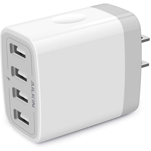 USB Charger Cube, Wall Plug, 4.8A 4-Muti Port Adapter Power Plug Charging Station Box Base Replacement for iPhone 15 14 13 12 16 Pro Max/X/17, iPad Phones Block