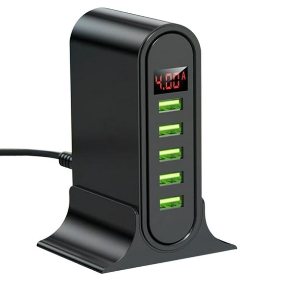 USB Charger, Fast Charging Hub, Five USB Ports Multi Device Charging Station, Compact U-Shaped Design with Intelligent Safety Protection for IOS android Smartphones Tablets
