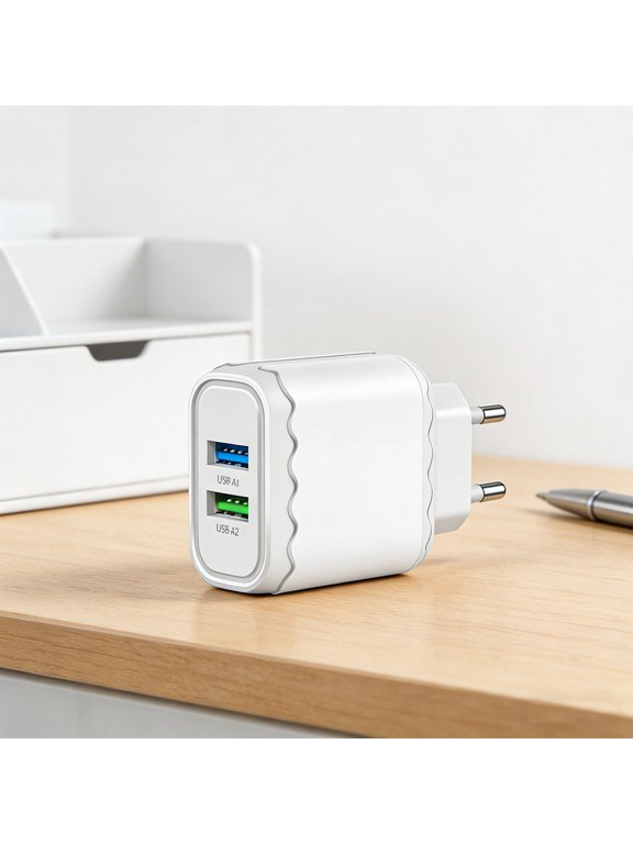 USB Charger Plug EU 20W Fast Charging Dual USB Output Safety Protection Compact Portable Travel Adapter Power Charging Device for home office travel electronics use