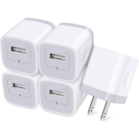 USB Charger Wall Plug, [5Pack-1Port] Fast Charging Outlet AC Power Adapter Block Cube for iPhone, iPad, Samsung, Camera, Android or Type C Phones & Tablets Charge Multiple USB Hub Station Base