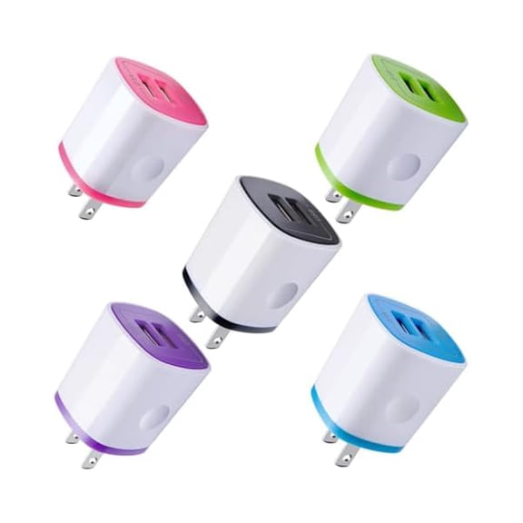 USB Charger Wall Plug, iPhone Charger Box,AndHot 5Pack Home Travel 2.1Amp Dual Port Fast Wall Charger Quick Charging Block Cube Brick for iPhone 16 15 14 13 12 Pro Max XR X 8 7 6,iPad,Samsung,Android