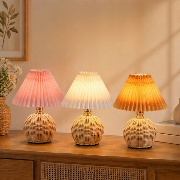 USB Charging Adjustable Brightness Ambient Lamp Woven Texture Bedside Night Light Soft Glow Desktop Illumination For Rest Space Study Nook And Leisure Corner Use(Beige)
