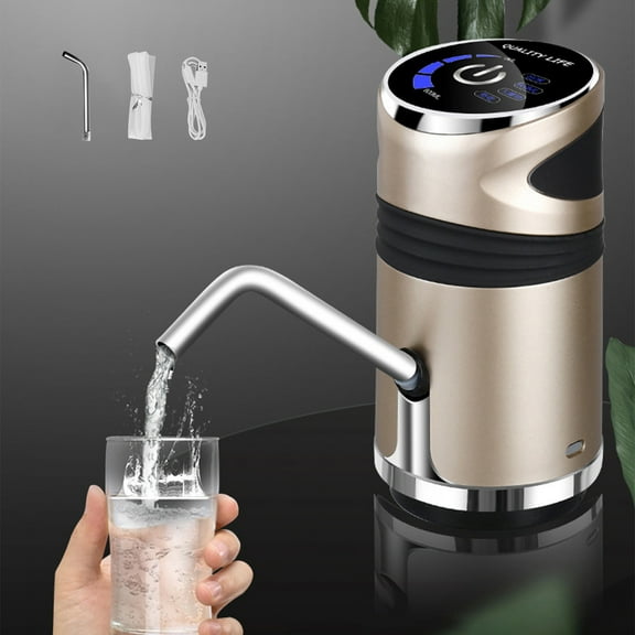USB Charging Automatic Water Bottle Pump Dispenser, Portable Drinking Water Dispenser with Double Pump Design, 500mAh Battery, 5-Gallon Capacity, Gold/Silver Options