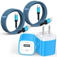 thumbnail image 1 of USB Charging Block, 2 Pack USB Wall Charger with 10FT Type C Charging Cable USB C Cable Phone Cables, Charger Block Phone Charger Android Charger, Fast Charging Type C Power Adapter USB Brick, Blue, 1 of 8