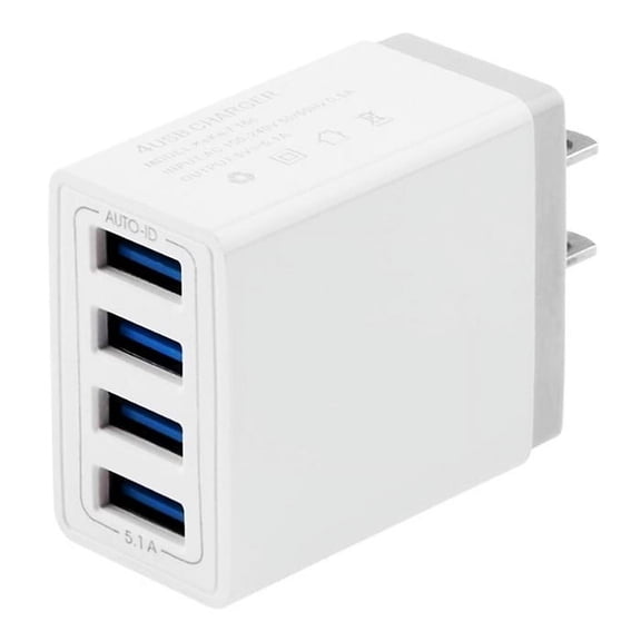 USB Charging Block, Wall Charger Plug, 4-ports Port USB Charger Wall Plug Charger Cube Box Base Brick Wall Charger Plug Charging Block Cube for cellphone, tablet, and more