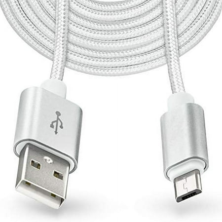 USB Charging Cable, 10FT Nylon Braided Controller Charger, Charge and Play, Micro USB High Speed Charger Sync Cord for Controller Devices, Cell Phones and Tablets (1-Pack, 10 Foot)
