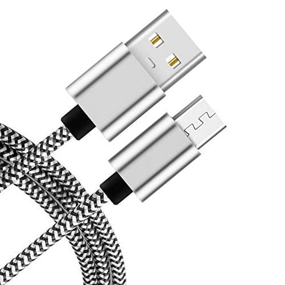 USB Charging Cable, 10FT Nylon Braided Controller Charger, Charge and Play, Micro USB High Speed Charger Sync Cord for Controller Devices, Cell Phones and Tablets (1-Pack, 10 Foot)