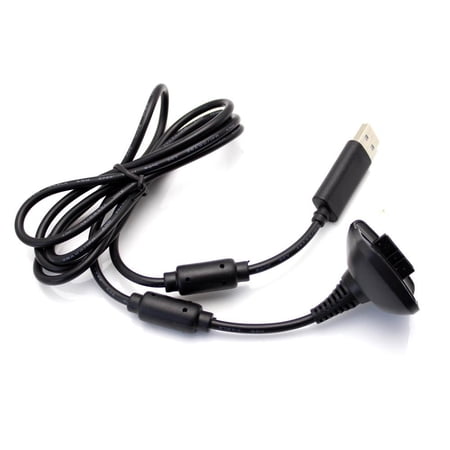 USB Charging Cable Replacement Charger for Xbox 360 Wireless Controller - Black
