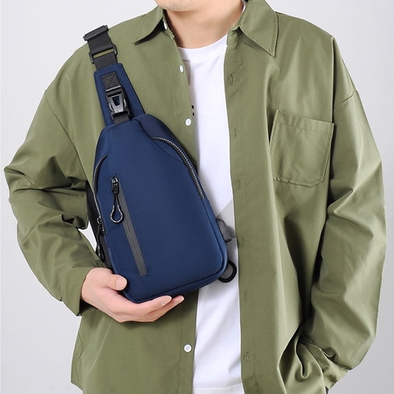 USB Charging Chest Bag Men’s Crossbody Sling Pack Large Capacity Lightweight Breathable Mesh Design Multi Compartment Travel Shoulder Bag for Commuting Outdoor Sports Daily Travel Carry