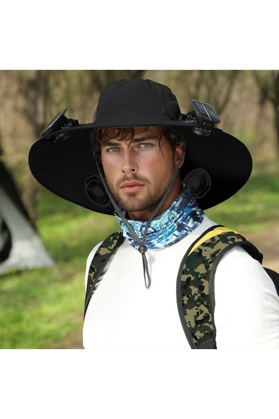 USB Charging Detachable Solar Charging Fan Embedded Large Brimmed Hat Summer Outdoor Sun Hat Men's Hiking And Fishing Hat (three Fan Version) Fedora Hat Summer Dress Hat Sombrero Car Framer Hat Womens