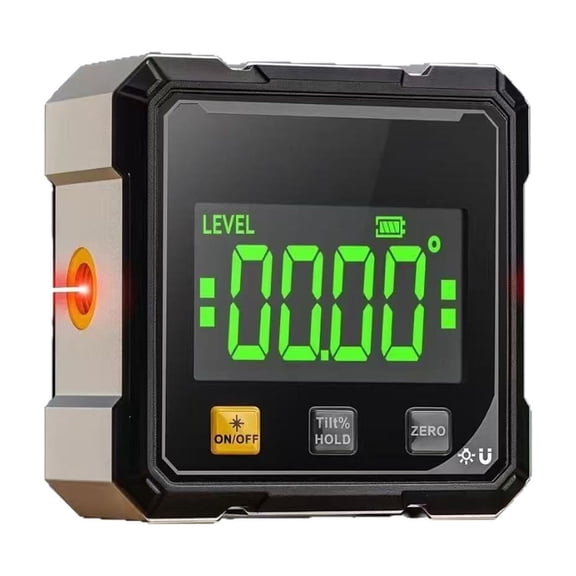 USB Charging Digital Level Box Angle Finder with Laser , 4-Side Strong Magnetic Angle Gauge IP54 Waterproof Inclinometer Level, Saving Effort Hanging Decorations