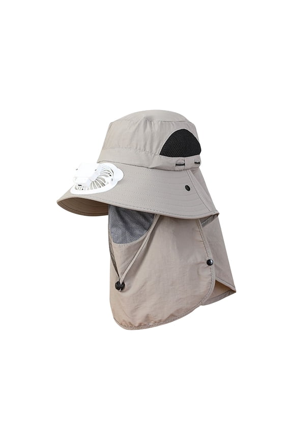 USB Charging Fan Hat, Men's Summer Sun Protection Bucket Hat with Extra Wide Brim, Breathable Cooling Outdoor Work Cap for Farming, Fishing, Hiking