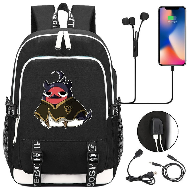USB Charging Laptop Protection Backpack Black Clover Theme Unisex for children and teenagers Walmart