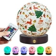 thumbnail image 1 of USB Charging Night Light with Remote Controls,16 Colors RGB Dimmable Night Lamp Printed Exquisite Patterns Lampshade with Round Wooden LED Light Base for Home Deco, 1 of 7