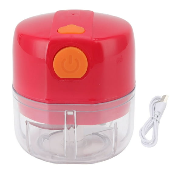 USB Charging Portable Garlic Chopper with Red Double Blade, 360 Degrees Cutting, 100mg Capacity - Mini Vegetable Chopper