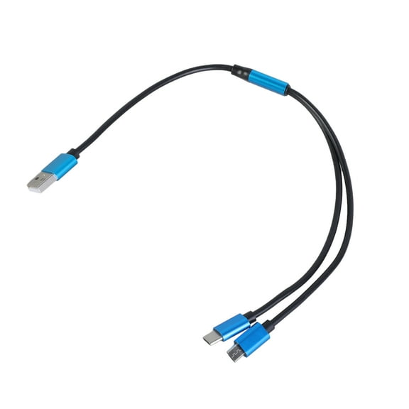 USB Charging Splitter Cable, 2 in 1 480Mbps Data Sync Charging Cord with Type C/MicroUSB Port for Cell Phones/Tablets