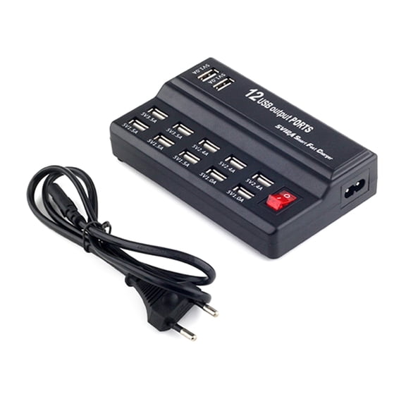 USB Charging Station,12 Port Charging Hubs 5V 2A Desktop Multiple Port USB Charging for Phone, Tablet