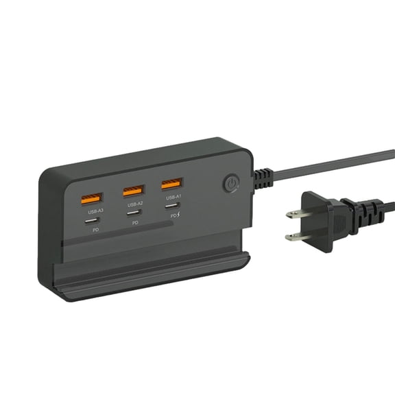 USB Charging Station, 2 in 1 Multifunctional Desktop Power Strip with 3 USB, 3 Type C Ports, 35w Fast Charging Smart Chip Multiple USB Charging Station for Multiple Devices