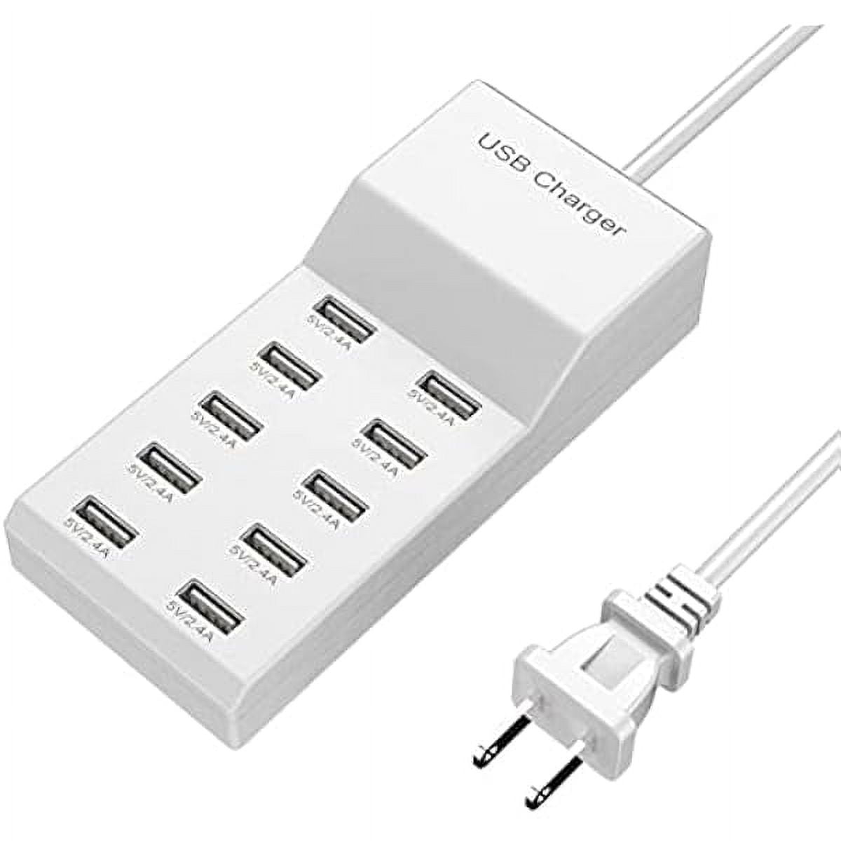 USB Charging Station Portable Charger USB Wall Charger BlockSmart Charging Power Hub for Multiple Devices 50W 10-Port Desktop Charger Safe Block Compact for iPhone iPad Mobile Phone Tablet