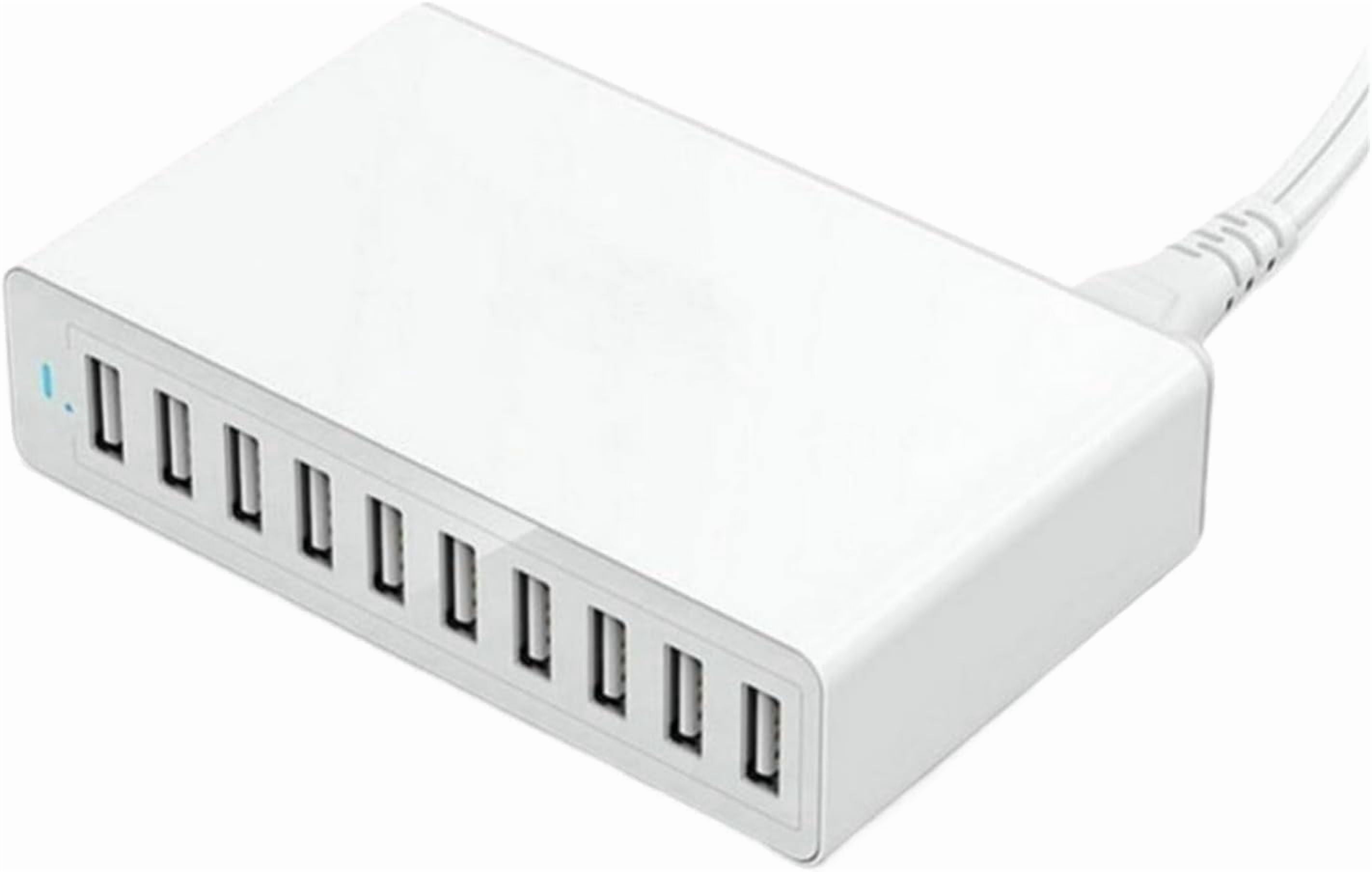 USB Charging Station,Portable Travel Wall Charger, 5V 12A 60W 10 Port PowerPort Dock Multi USB Charger, Desktop Mobile Phone Charge