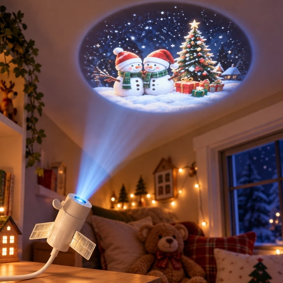 USB Christmas Projector Light with 360° Adjustable Angle, Portable Christmas Pattern Projection Lamp with Replaceable Slides, Adjustable Holiday Projector for Home Party Window Decoration