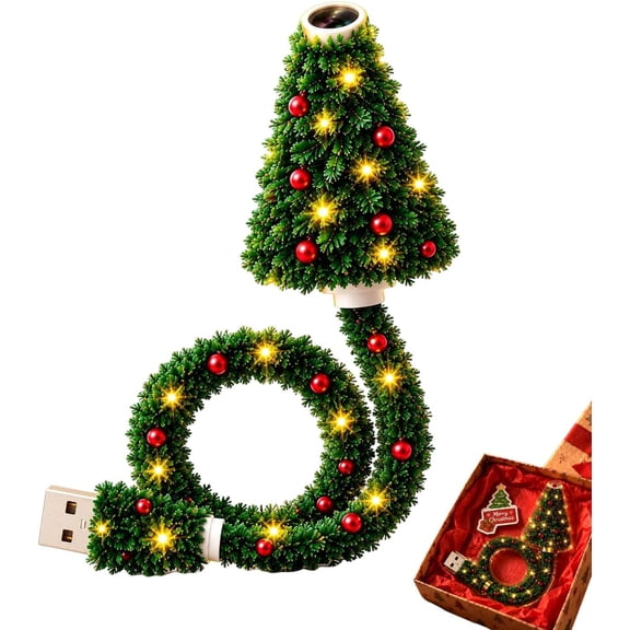 USB Christmas Tree Ceiling Projector Lamp - Flexible Gooseneck Holiday Night Light with 6 Magical Patterns Xmas Home Bedroom Party Decor 2026(1PCS)