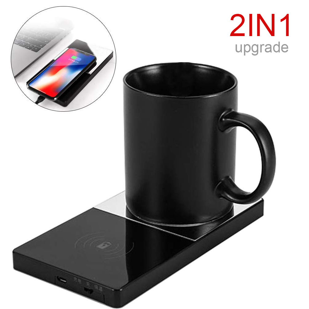 USB Coffee Mug Warmer Electric Beverage Warmer Wireless Charger Heating Mug Cup Warmer for Home