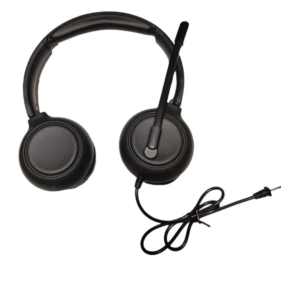 USB Computer Headset with Noise Cancelling Mic & PU Ear Cushions for Office Calls, Webinars, PC Compatibility