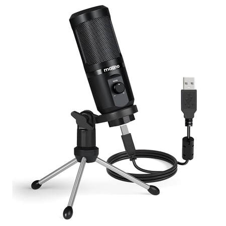 USB Computer Microphone with Mic Gain Knob, Condenser Recording Mic for PC, Gaming, Streaming, Podcasts - AU-PM461TR
