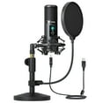 thumbnail image 1 of USB Computer Microphone with One-Touch Mute, Gain Knob, Shock Mount, Condenser Recording Mic for PC, Gaming, Streaming, Podcasts - AU-PM421T, 1 of 7