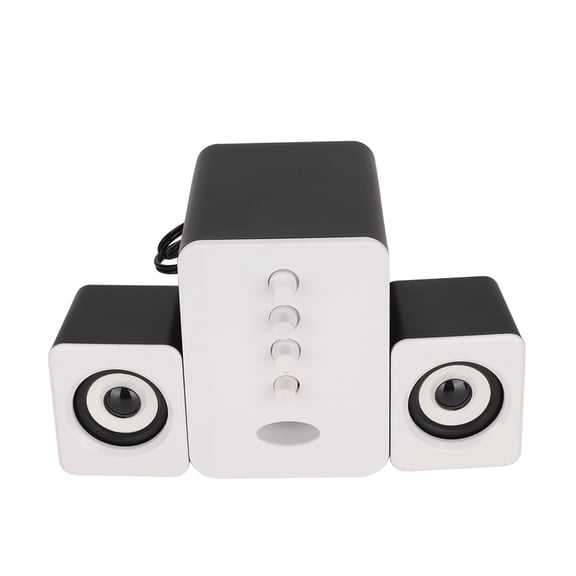 USB Computer Speaker Dynamic RGB Backlight Laptop Speaker with Subwoofer for Music Movies GamingWhite Glitter Style