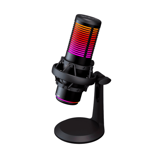 USB Condenser Gaming Microphone with Shock Mount, Gain Control, RGB Microphone for Gaming, Streaming, Podcasting
