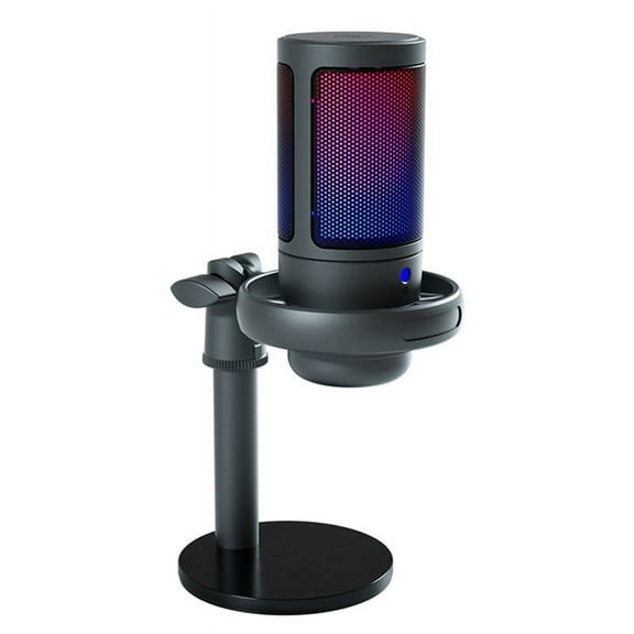 USB Condenser Metal Microphone Professional Recording Streaming with RGB Light Desktop Podcast Microphone