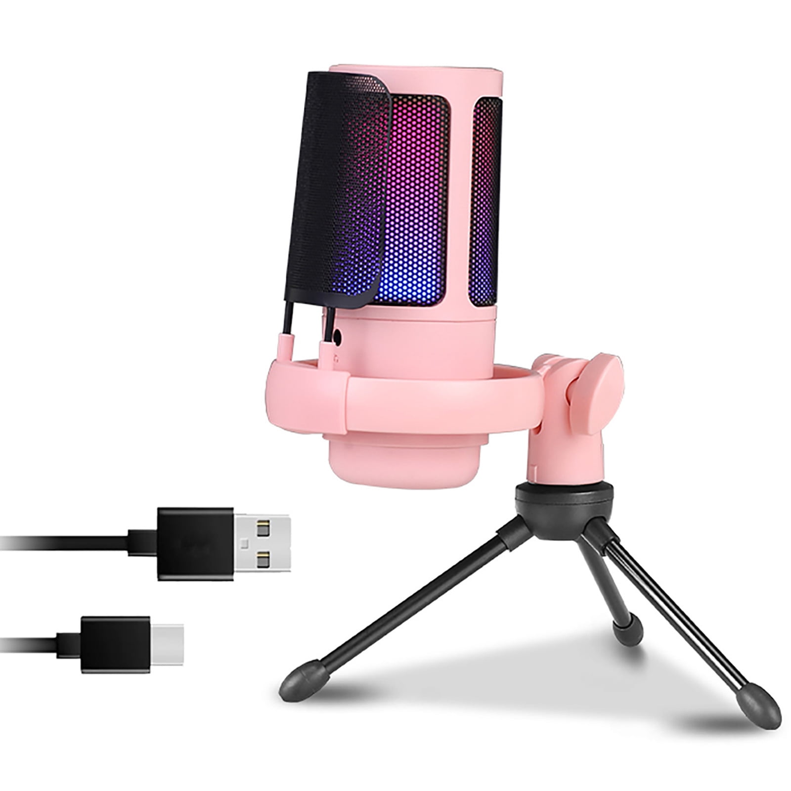 USB Condenser Microphone 192kHz Adjustable Lighting for Gaming and Streaming Podcasting Live Singing Mic Computer Mic