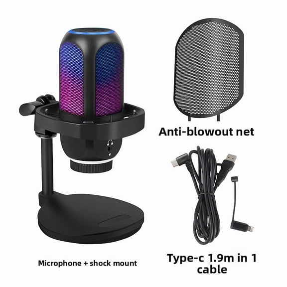 USB Condenser Microphone Computer Gaming AI Noise Reduction Mic Phone Recording Dubbing Live Streaming Microphone