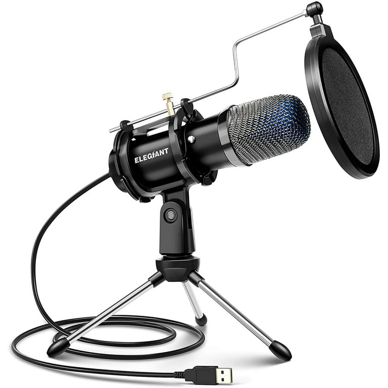 USB Condenser Microphone, ELEGIANT Microphone with Tripod Stand Filter Pickup Plug & Play Desktop Microphone for Gaming Streaming Zoom Skype Podcasting Recording Walmart.com