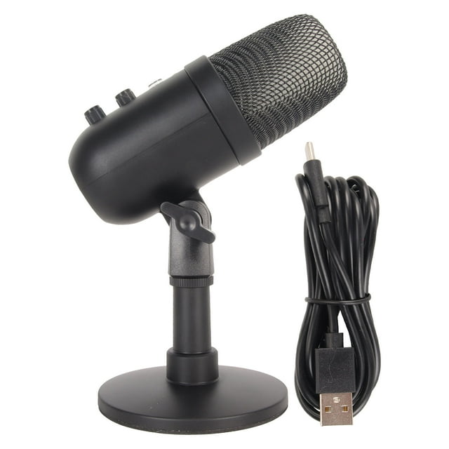 USB Condenser Microphone Gain Control 360 Degrees Rotatable Microphone