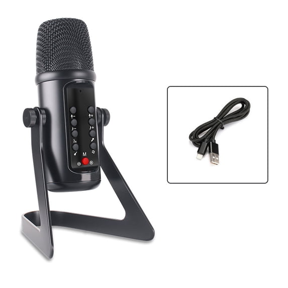USB Condenser Microphone High Sampling Rate Noise Reduction Monitoring Lossless Sound Quality Mic with Desktop Stand for Gaming