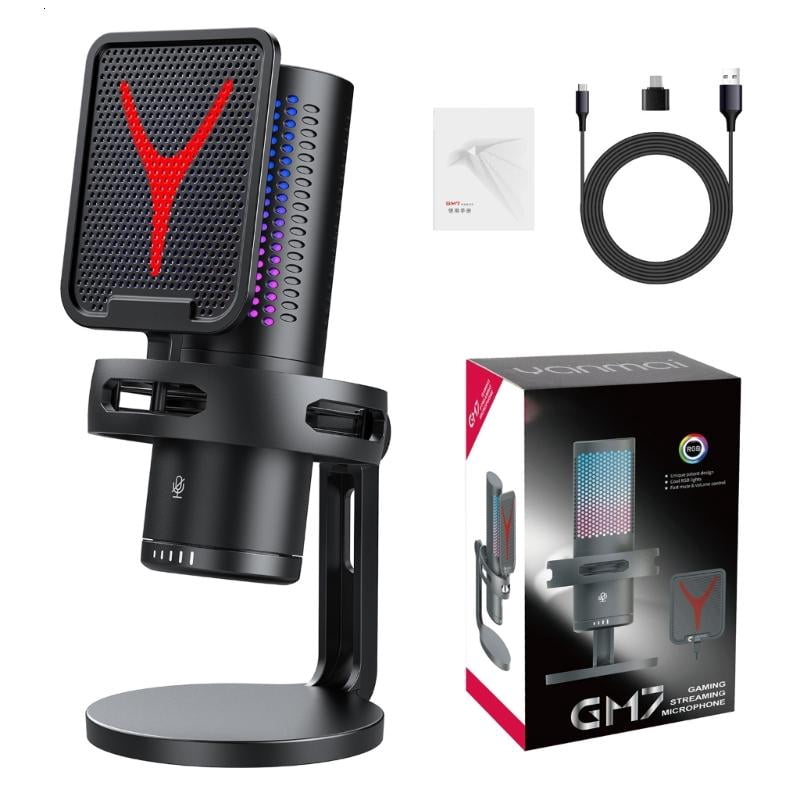 USB Condenser Microphone With Desk Stand For PC Gaming Streaming Podcasting