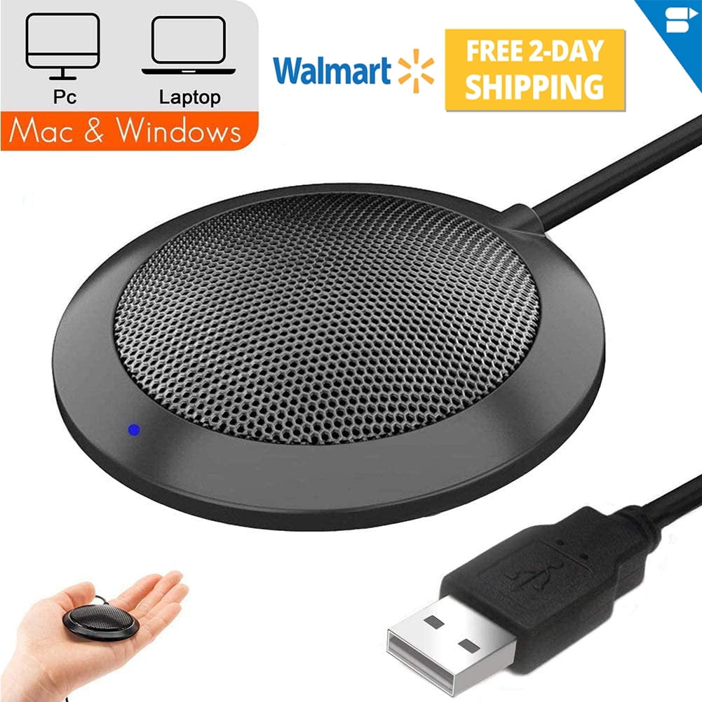 USB Conference Microphone, Portable USB Computer Mic, 360 Omnidirectional Stereo PC Microphone