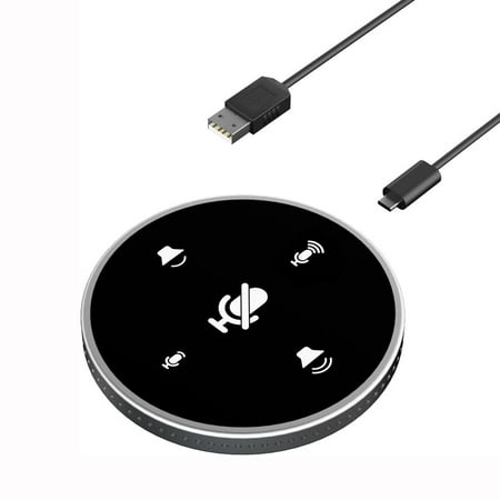 USB Conference Microphone with Speaker, Omnidirectional Speakerphone Computer Mic with 360º Voice Pickup, Touch-Sensor Buttons to Mute/Volume for Streaming, Skype, VoIP Call, Webinar, Interview