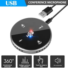 USB Conference Microphone with Speaker, Computer Speakers with microphone, Omnidirectional USB Speakerphone with Enhanced Voice