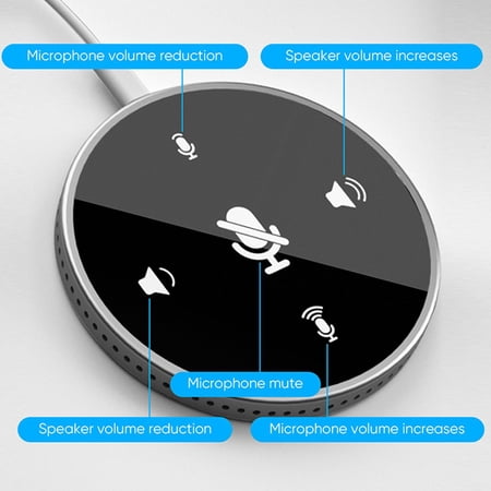 USB Conference for Computer, 360 degree Omnidirectional Condenser with Mute, plug and White