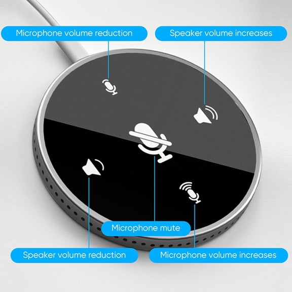 USB Conference for Computer, 360 degree Omnidirectional Condenser with Mute, plug and White