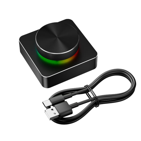 USB Control Knob, Programmable Aluminum Alloy Multimedia Controller with LED for PC, Laptop, Music Production