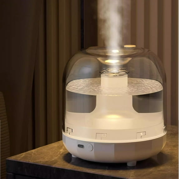 USB Cool Mist Humidifier | 500ML Large Capacity Quiet Operation | Portable Mini Desk Room Air Vaporizer | Colorful LED Light | Easy Clean ABS | Bedroom Office Plants Use | White | 1 Pack